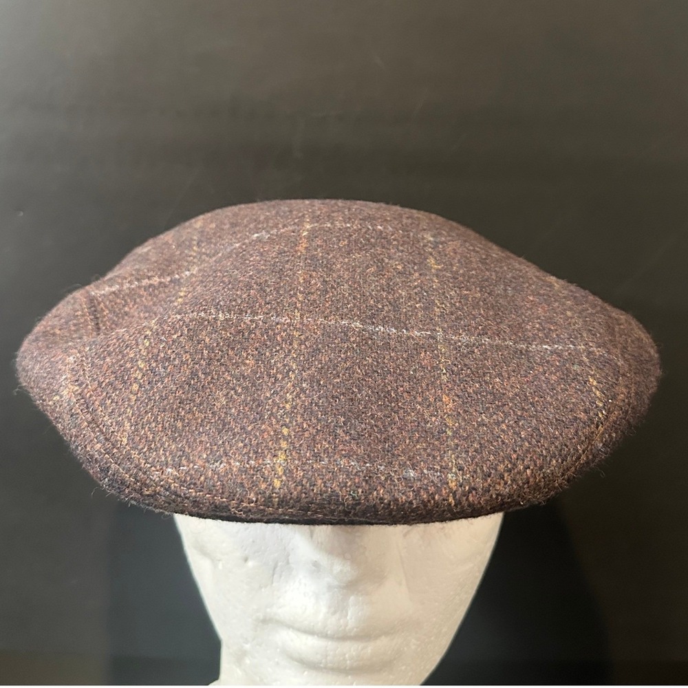 Weatherproof‎ Garment Company Brown Tweed Windowpane Flat Cap Driver Hat Mens XL